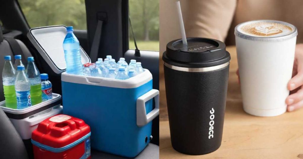 Portable Cooler and Travel Mugs